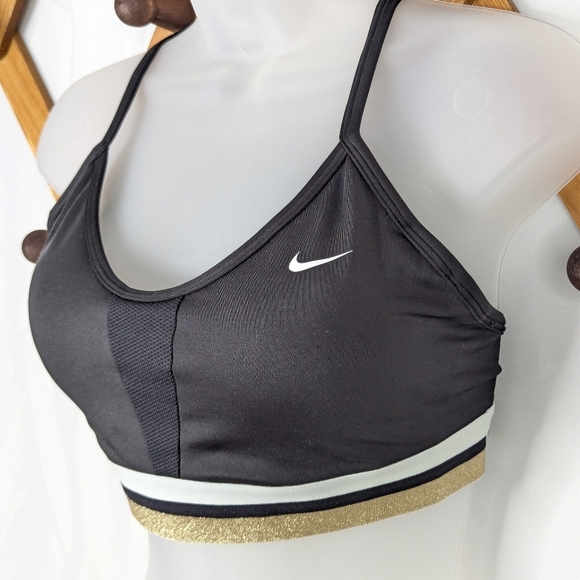 Nike Dri-Fit Training Indy Gold Trim Glitter Sports Bra - Picture 4 of 6